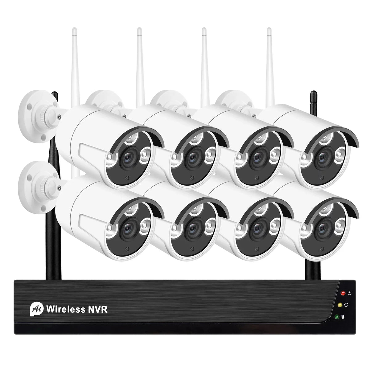 8CH 1080P Wireless Camera System, 8Channel 1080P CCTV NVR + 8PCS 1080P 2.0MP Indoor Outdoor IP Cameras with Night Vision, Motion Alert, Tuya Smart App Remote Access, No Hard Drive