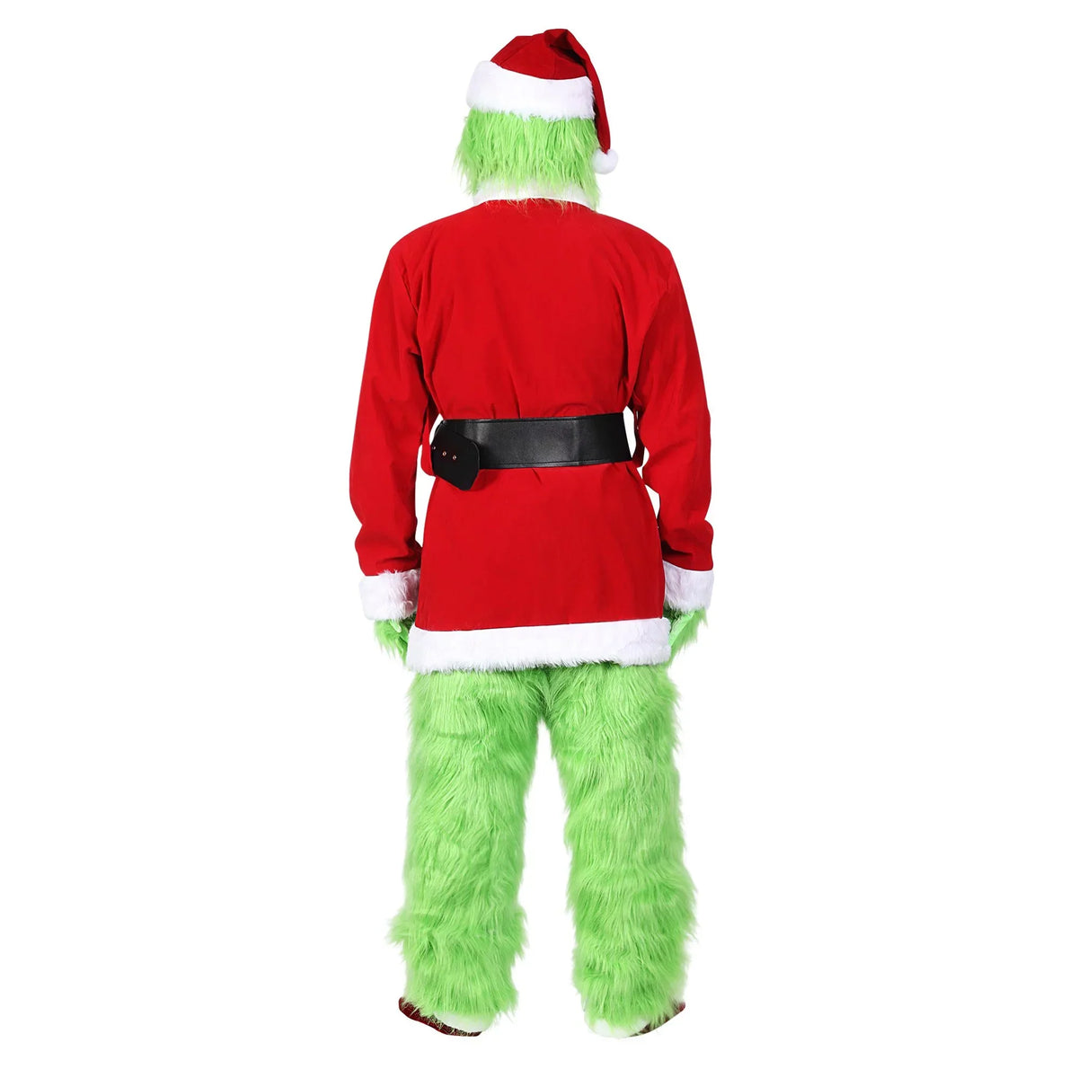 Christmas Costume for Men Green Big Monster 7PCS Deluxe Adult Santa Suit Xmas Furry Outfit Set Halloween Holiday -XXL