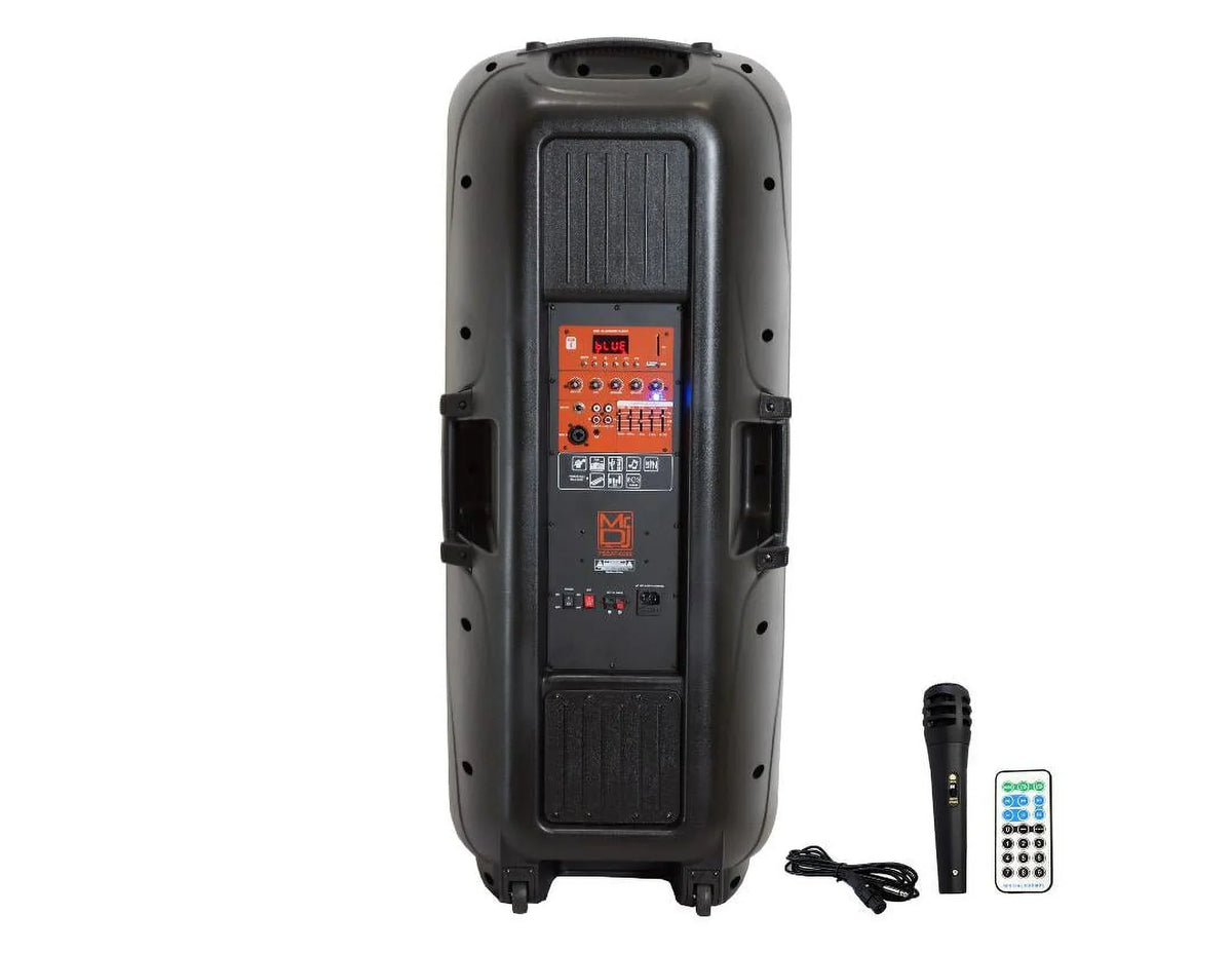 Mr Dj PSBAT6200 Dual 15-Inch 4000 Watt Max Power 3 Way Party Speaker with Built-In Bluetooth & Rechargeable Battery