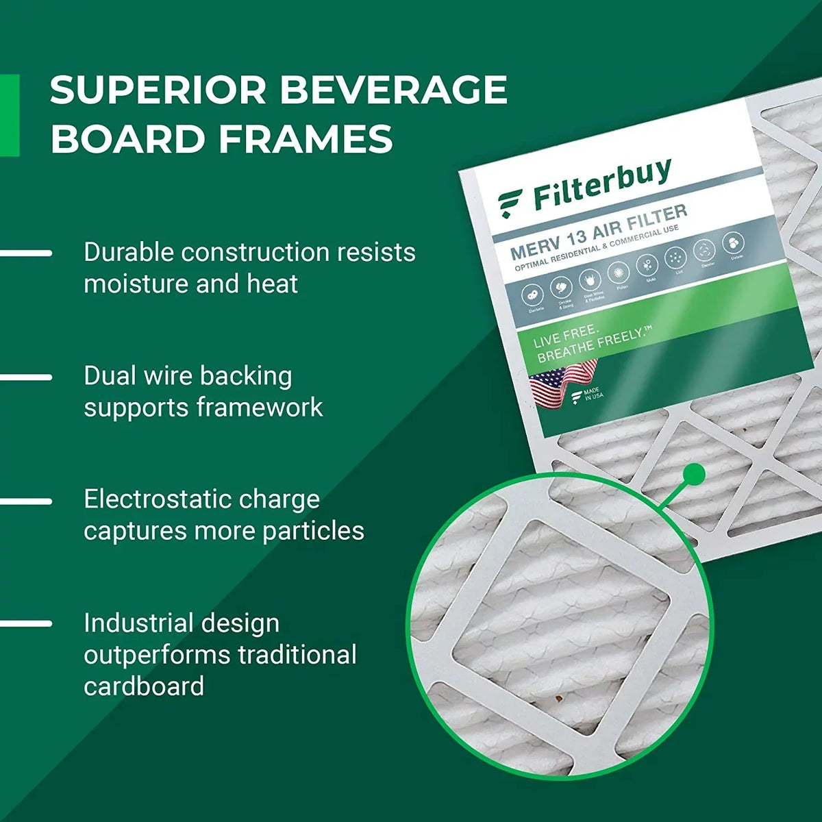 Filterbuy 25x32x1 MERV 13 Pleated HVAC AC Furnace Air Filters (2-Pack)