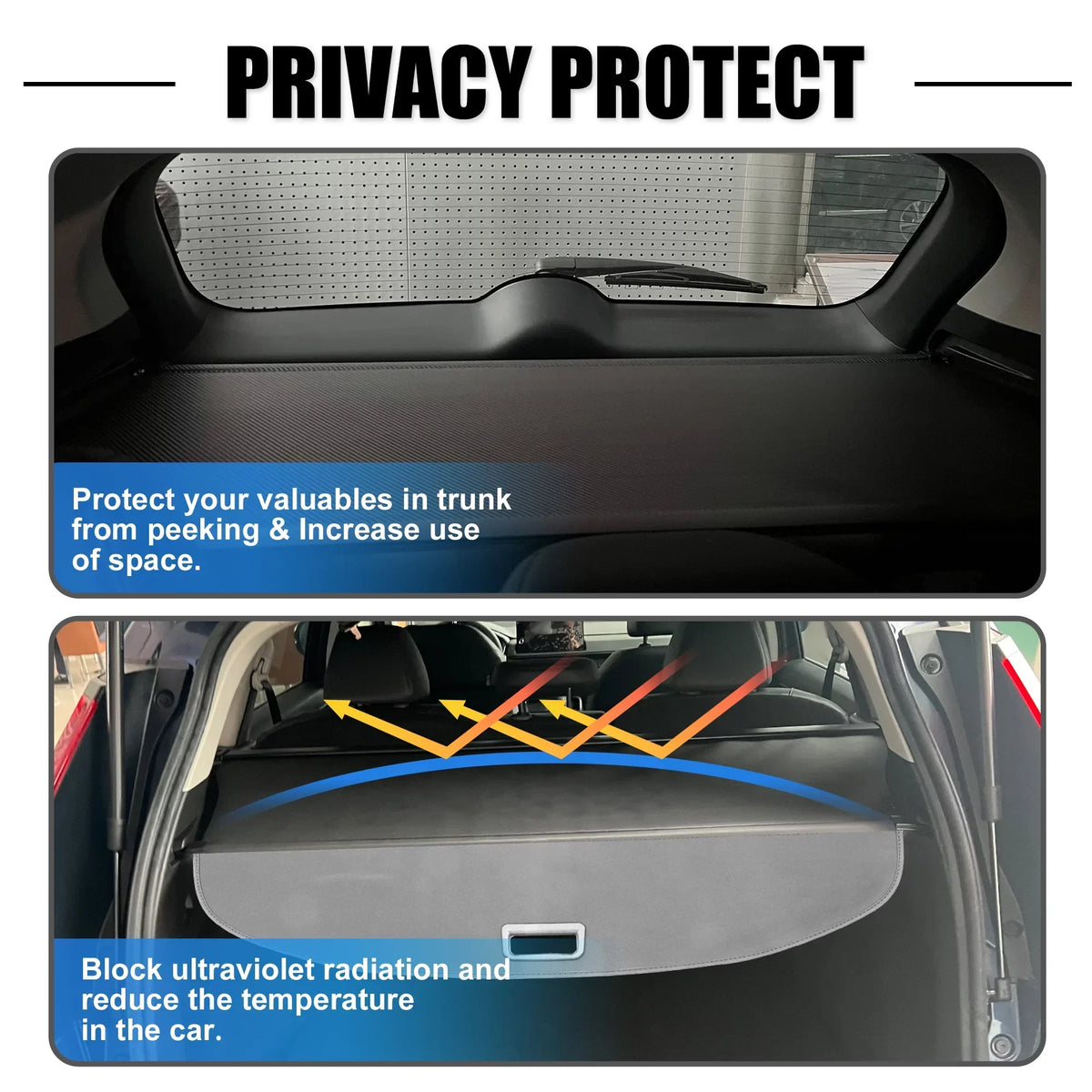 Unique Bargains Retractable Cargo Cover Rear Trunk cover Shield Shade Ajustable Fit for Nissan Rogue 2021-2024 Black