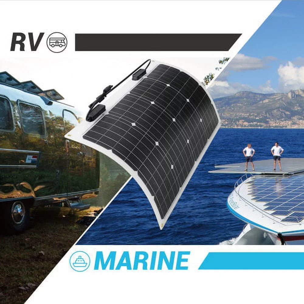 Renogy Flexible Solar Panel 50 Watt 12 Volt Monocrystalline Flexible Bendable Mono Off-Grid Charger for Marine RV Cabin Van Car Uneven Surfaces