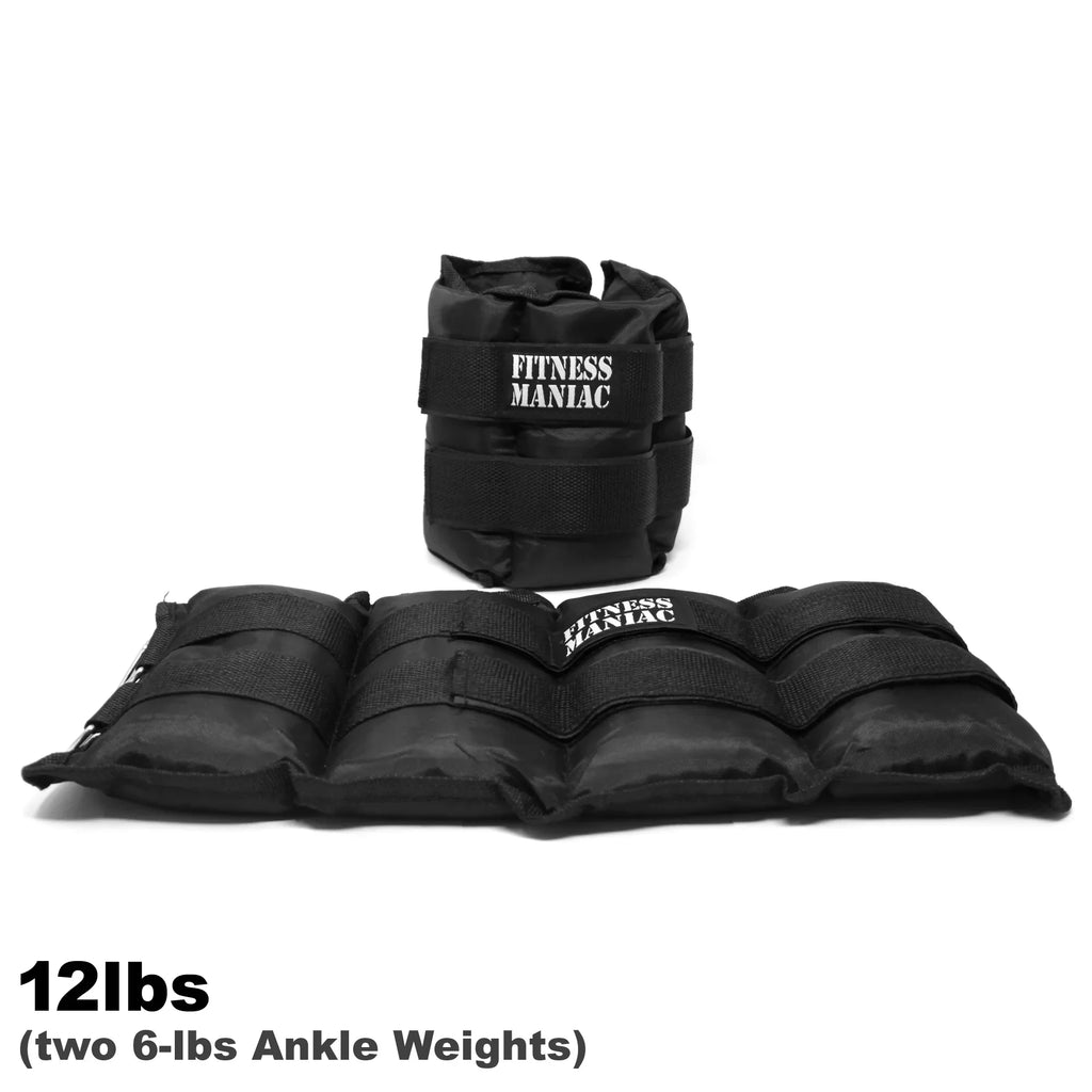 Fitness Maniac Ankle Weights Leg Resistant Adjustable Strap Home Gym Strength Training 12 lbs