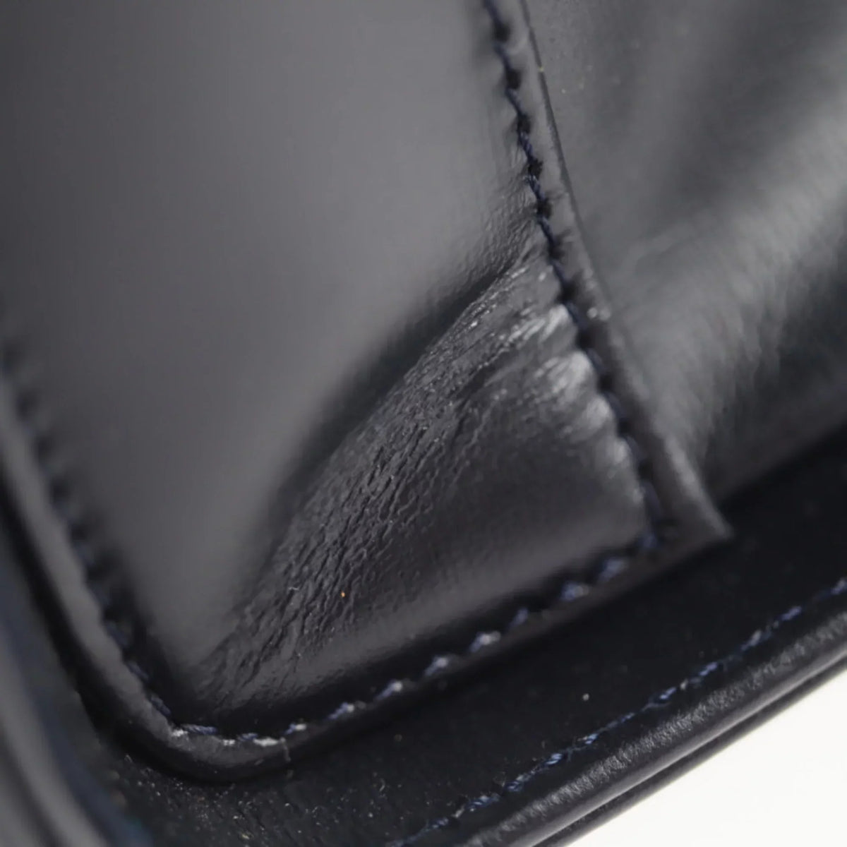 Pre-Owned CARTIER Cartier sapphire line handbag calf dark navy mini bag (Good)