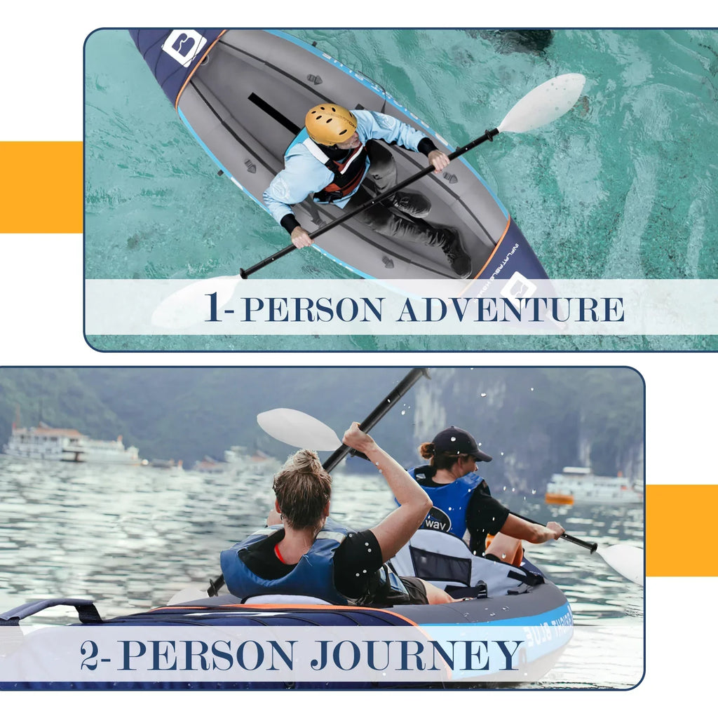 WHDZ 2 Person Inflatable Kayak for Adults Polyester Travel Entertainment Small River or Lake Blue