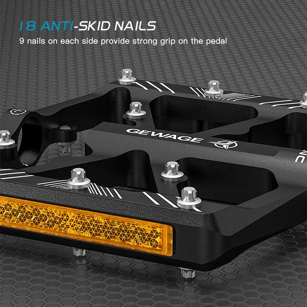 GEWAGE Bike Pedals Aluminum Alloy Pedals with Reflectors Mountain Bike Pedals Non-Slip Cycling Pedals Platform