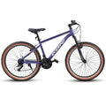 Mountain Bike 26 Inch Wheel, 21-Speed U-Brakes Twist Shifter, Carbon Steel Frame Youth Teenagers Mens Womens Trail Commuter City Snow Beach Mountain Bicycles(Blue-Purple)