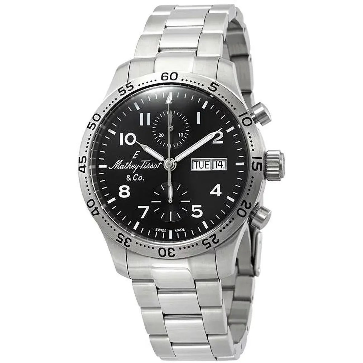 Mathey-Tissot Type 21 Chrono Automatic Chronograph Black Dial Men's Watch H1821CHATNG