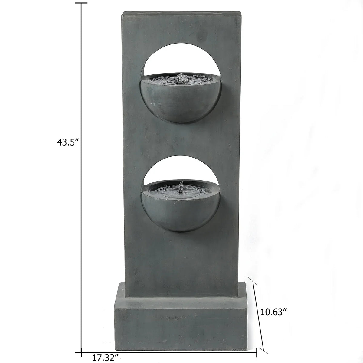 HomeStock Vintage Visions Gray Cement Column Two Tier Bowl Bubbler Outdoor Fountain