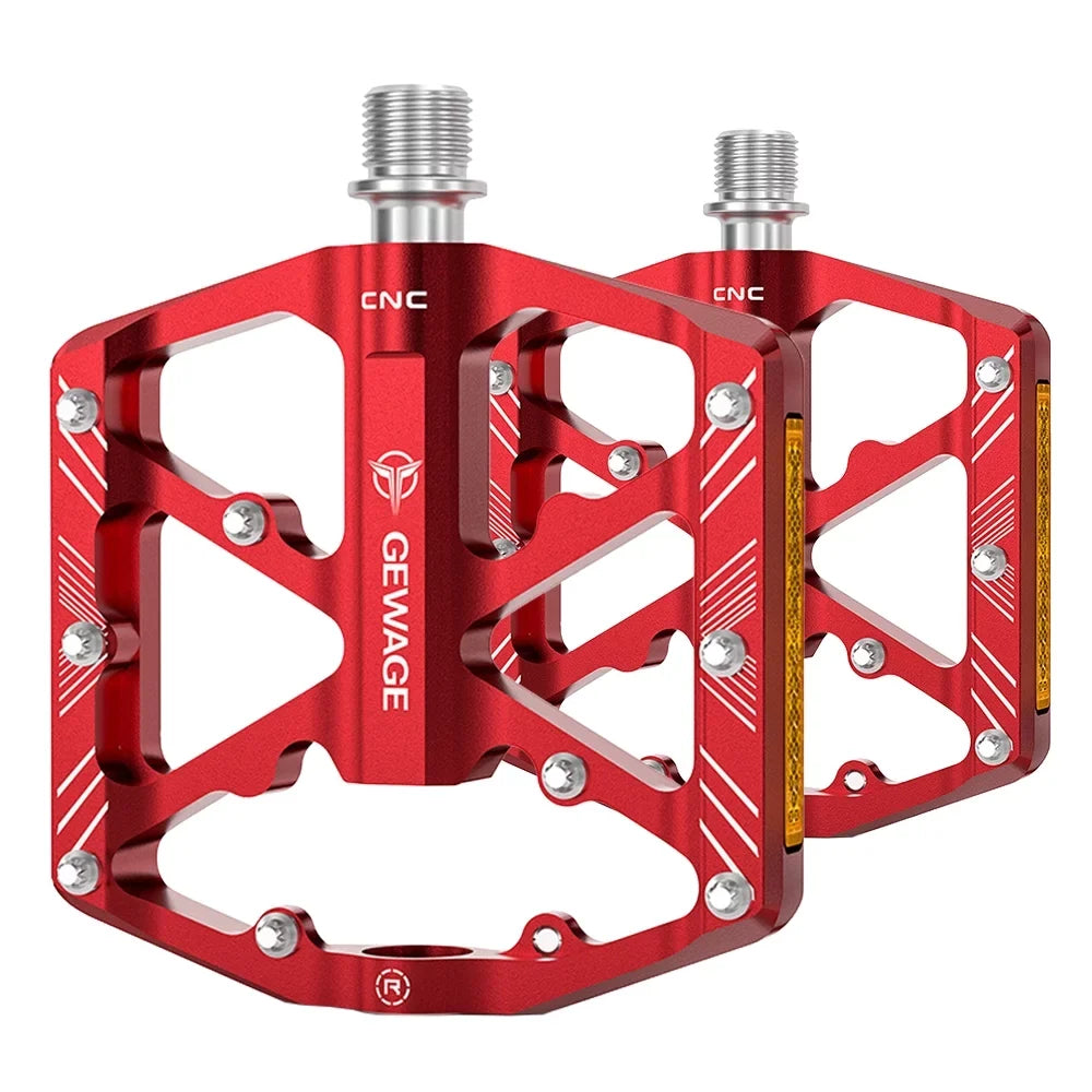 GEWAGE Bike Pedals Aluminum Alloy Pedals with Reflectors Mountain Bike Pedals Non-Slip Cycling Pedals Platform