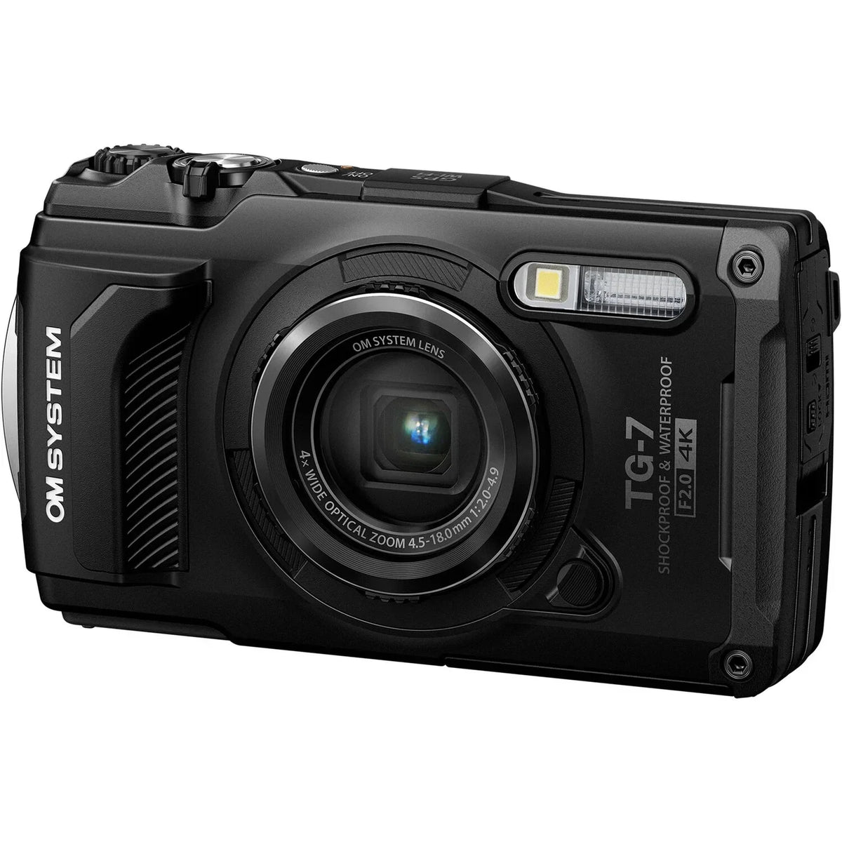 Olympus OM SYSTEM Tough TG-7 Digital Camera (Black) + Floating Hand Grip +  Extra Battery +Tripod + Case -128GB Kit