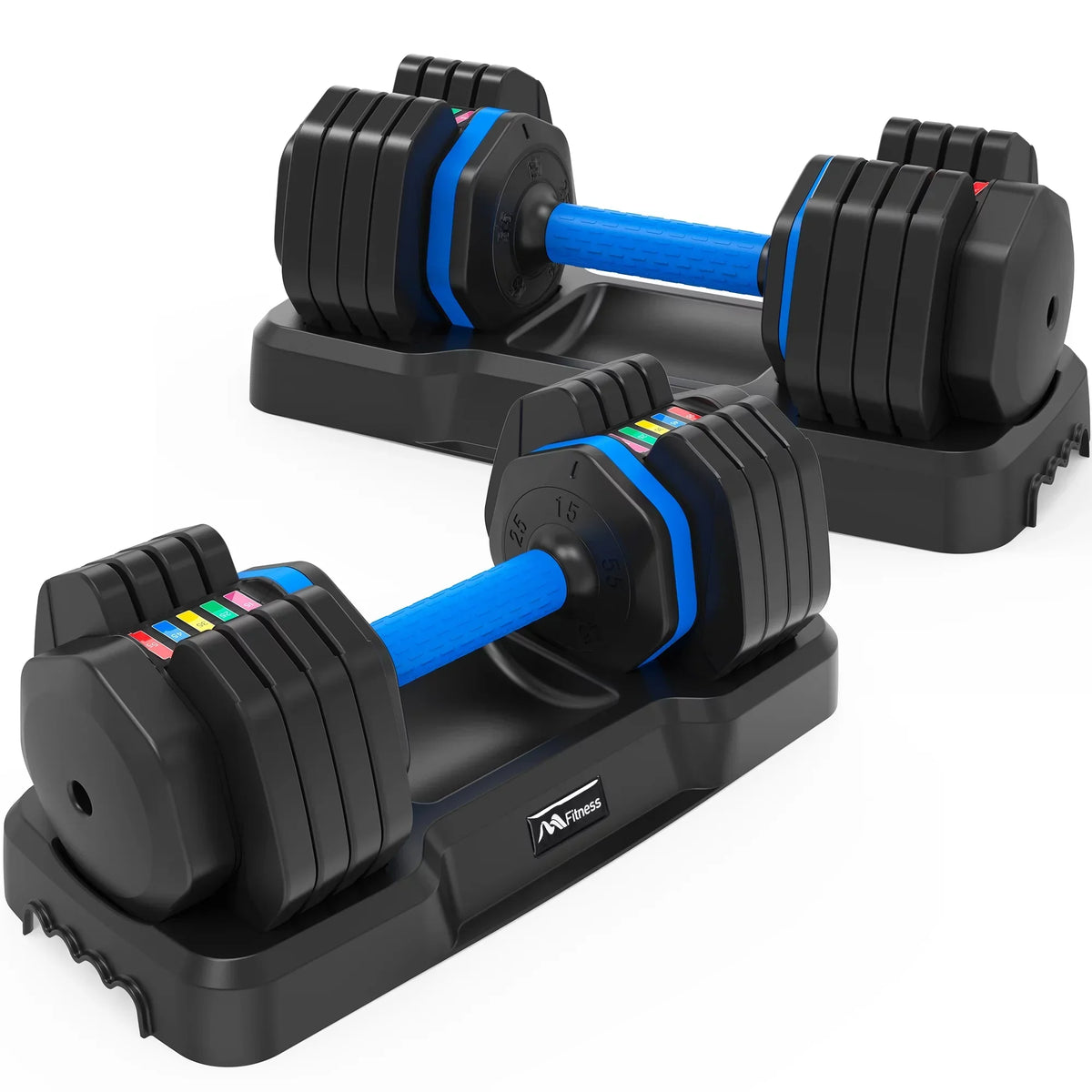 Adrinfly Adjustable Dumbbell - 55lb x2 Dumbbell Set of 2 with Anti-Slip Handle, Fast Adjust Weight by Turning Handle with Tray, Exercise Fitness Dumbbell Suitable for Full Body Workout