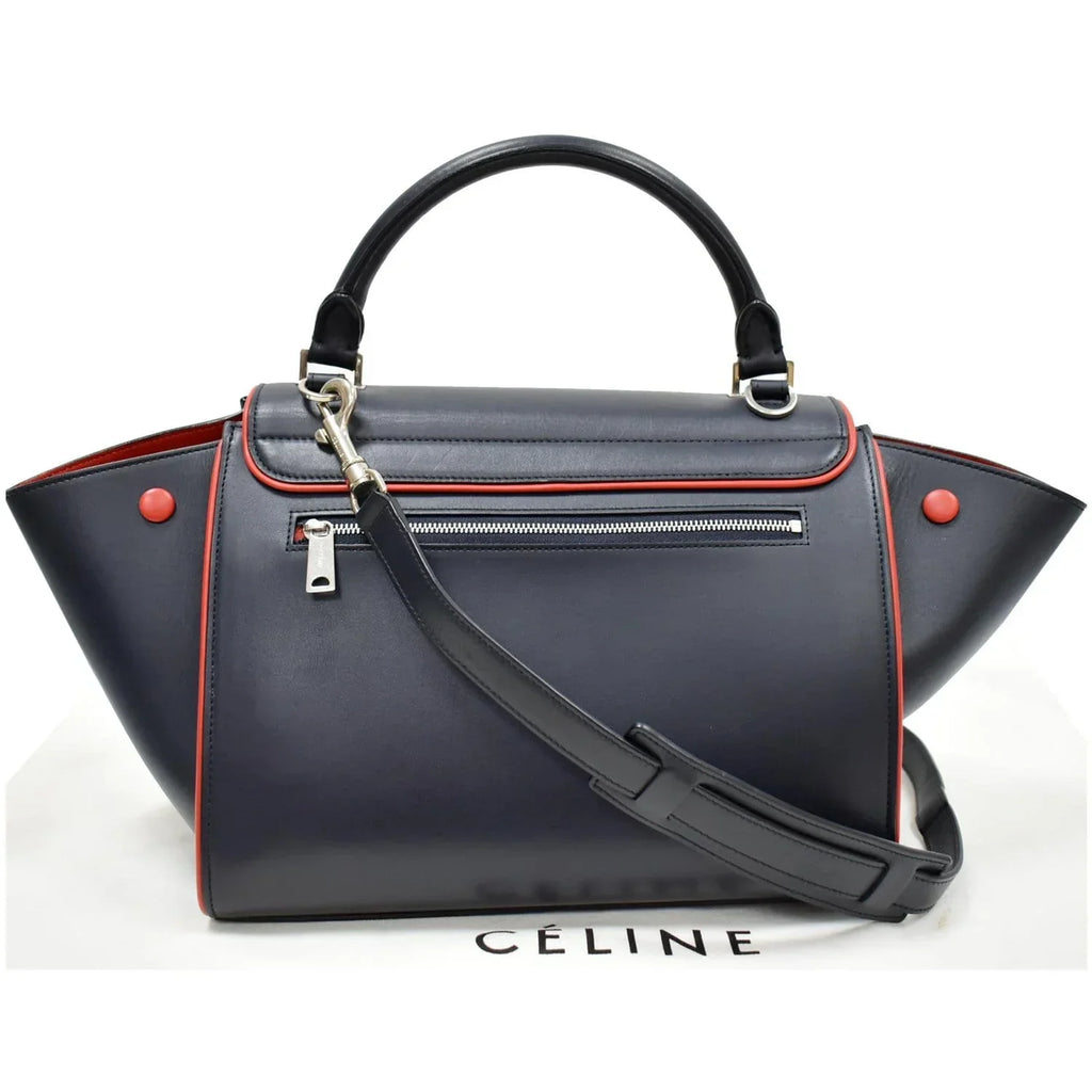 Pre-owned CELINE Trapeze Small 2way Leather Tote Shoulder Bag Blue