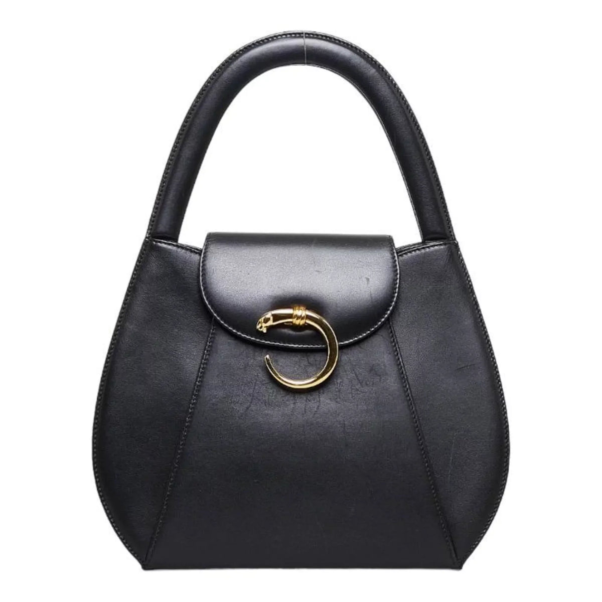 Pre-Owned Cartier Panthère handbag black gold leather ladies CARTIER (Good)