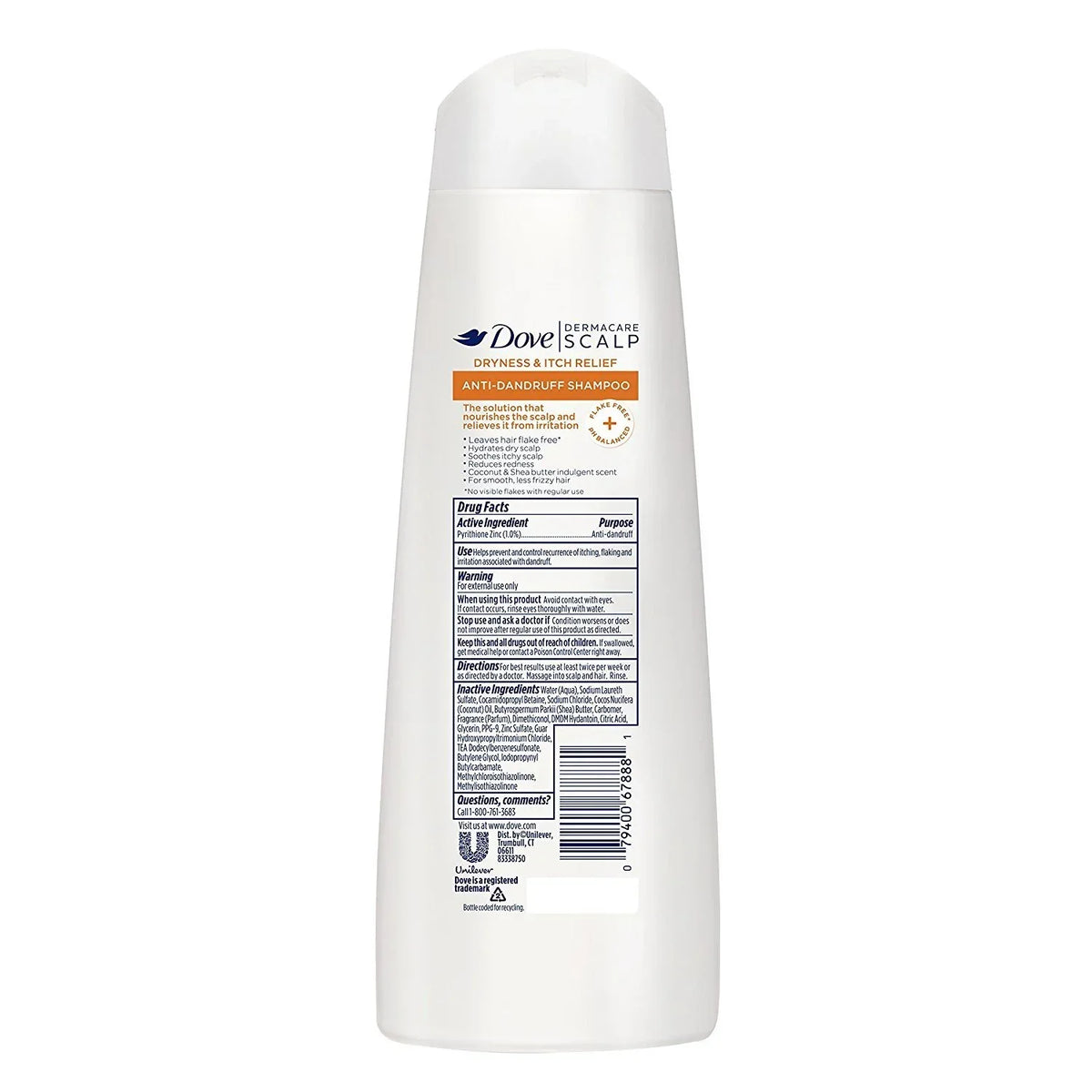 Dove Dermacare Scalp - Anti-Dandruff Shampoo - Dryness & Itch Relief - 12 Fl Oz (Pack Of 2)
