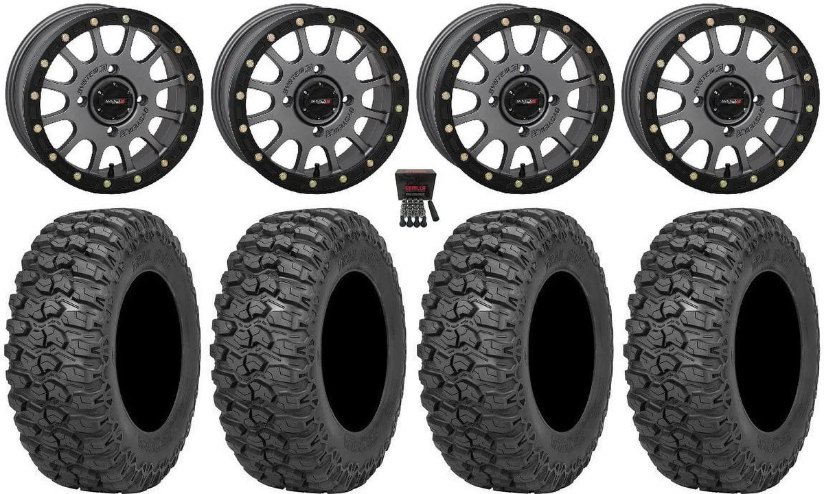 System 3 SB-5 14" Wheels Grey 30" Trail Saw 2.0 Tires Can-Am Commander Maverick Renegade Outlander Defender