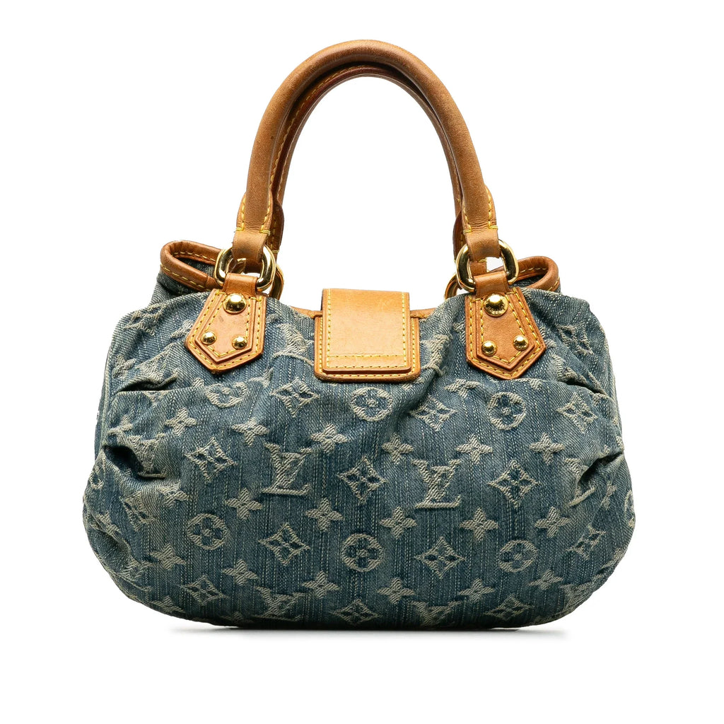 Pre-Owned Authenticated Louis Vuitton Monogram Pleaty Denim Fabric Blue Handbag Top HandleBag Unisex (Good)