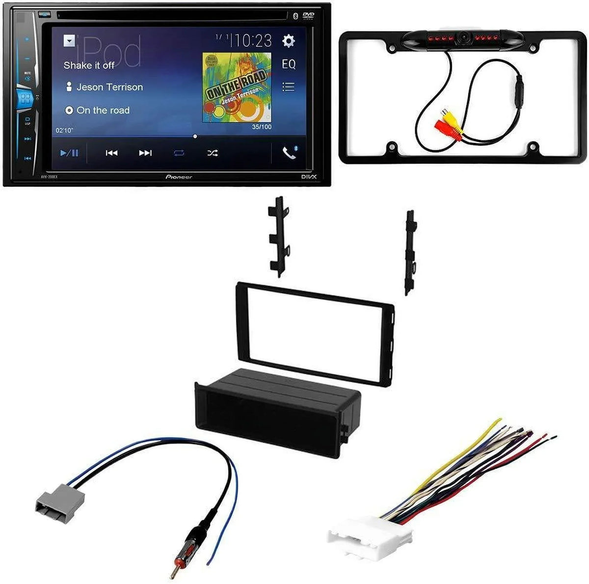 KIT2601 Bundle with Pioneer Multimedia DVD Car Stereo and Installation Kit - for 2015-2016 Nissan NV w/oversized radio / Bluetooth Touchscreen, Backup Camera, Double Din Dash Kit