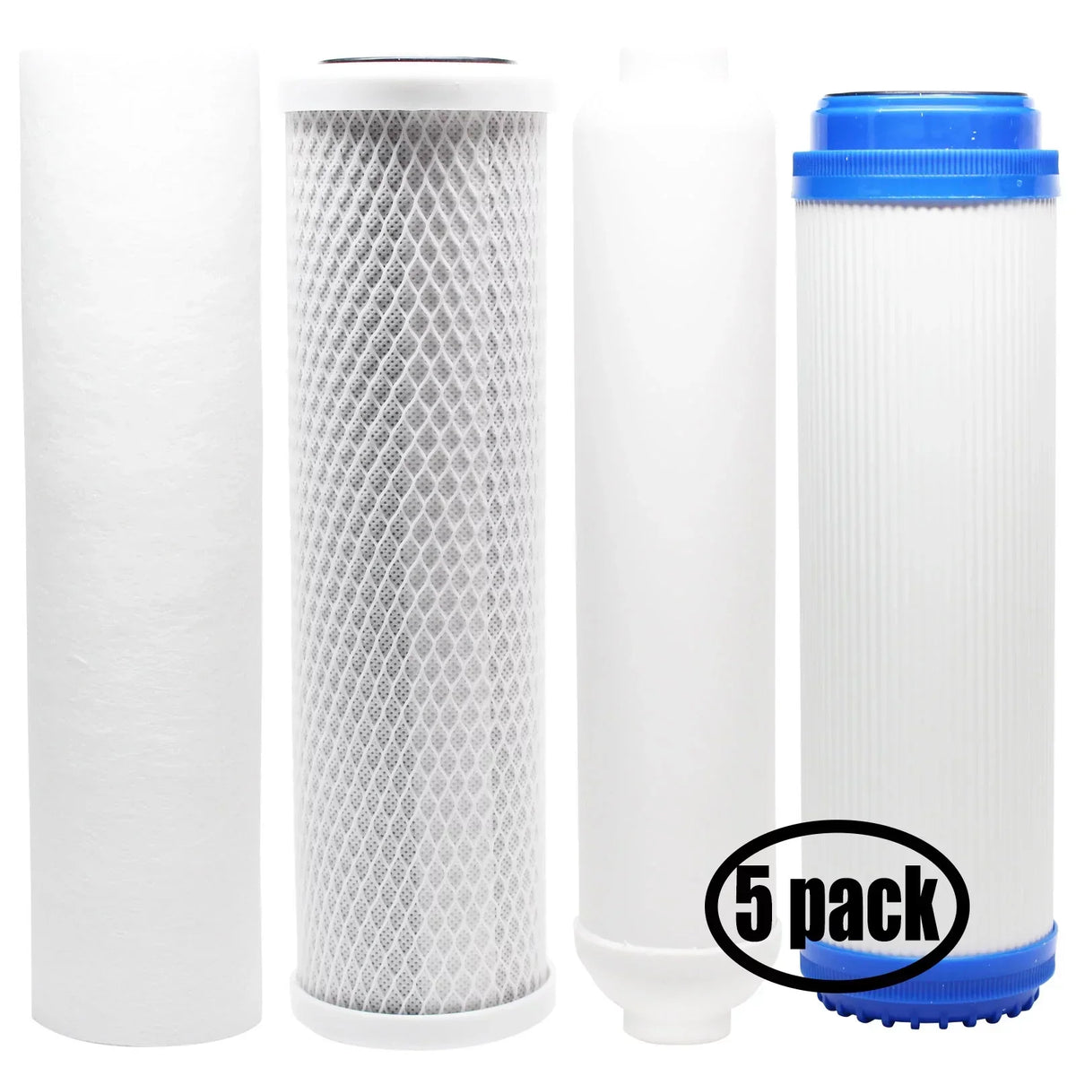 5-Pack Replacement for Filter Kit for Topway Global (TGI) GTS-550P RO System - Includes Carbon Block Filter, PP Sediment Filter, GAC Filter & Inline Filter Cartridge - Denali Pure Brand