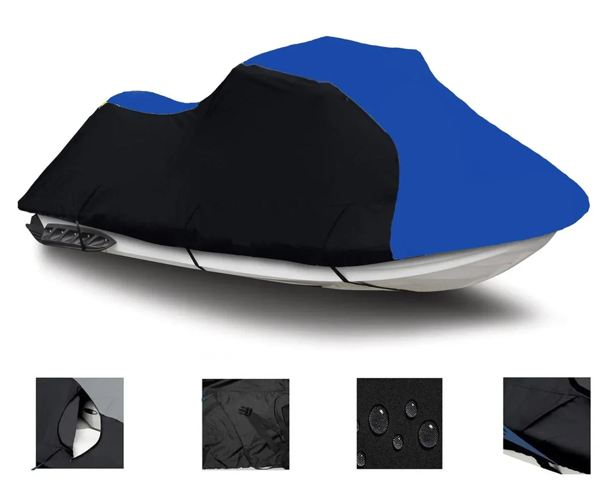 BLACK / BLUE HEAVY-DUTY, PWC 600D JET SKI Cover Compatible for Sea Doo Sea-Doo Bombardier RXT-X 260 2010 2011 2012 2013 2014 2015