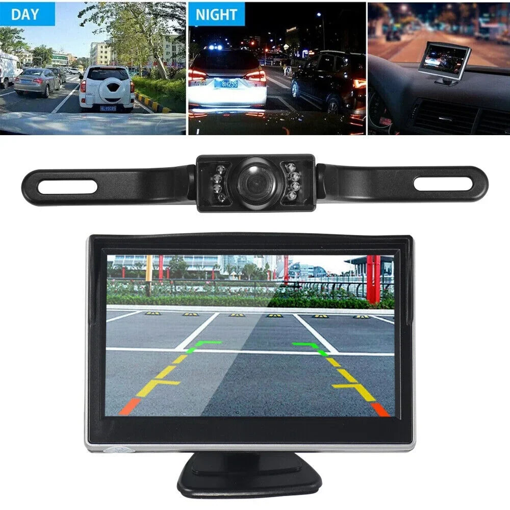 Jahy2Tech Car Night Vision Backup Camera Kit 5" Wireless Monitor HD Rear View Waterproof