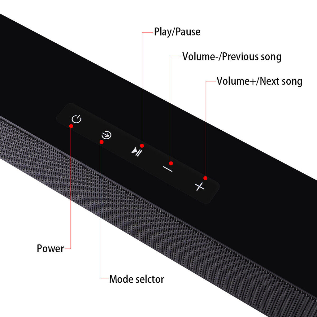 CJC Sound Bars for TV PC Gaming Monitor Sound Bar with Bluetooth 5.0/HDMI ARC/AUX/USB Bass Adjustable Wall Mountable