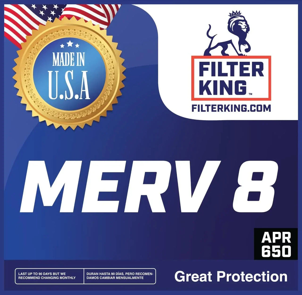 Filter King 9x48x1 Air Filter | 4-PACK | MERV 8 HVAC Pleated A/C Furnace Filters | MADE IN USA | Actual Size: 9 x 48 x .75"
