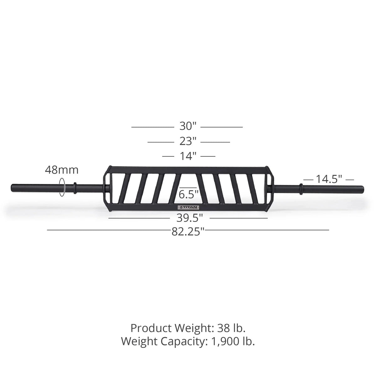 Titan Fitness Hybrid Angled Multi-Grip Olympic Barbell V3, Rated 1,900 LB, Rackable Swiss/Football Bar