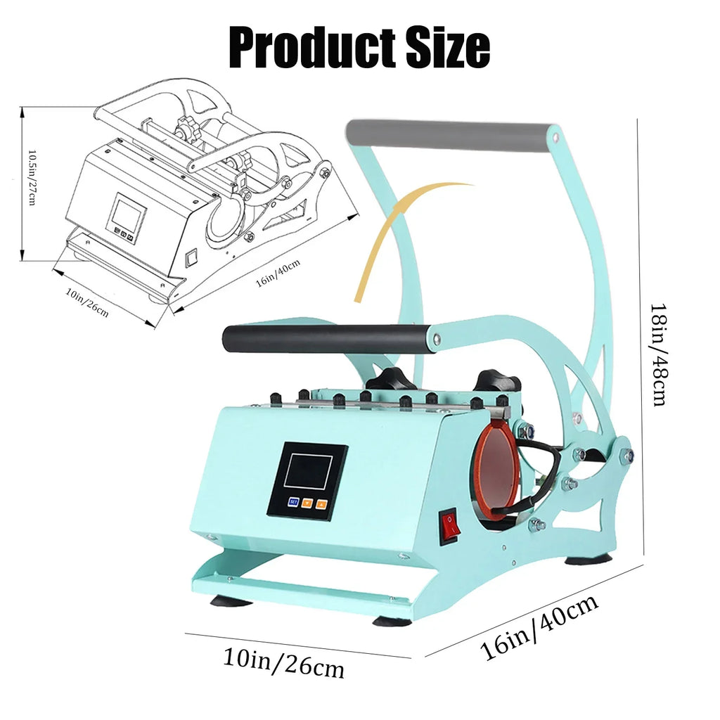 Sublimation Mug Press Machine, Tumbler Heat Press for Straight Tumblers 20OZ Mugs, Cup Baking Machine, DIY Heating Transfer Print with Temperature Time Setting,Green