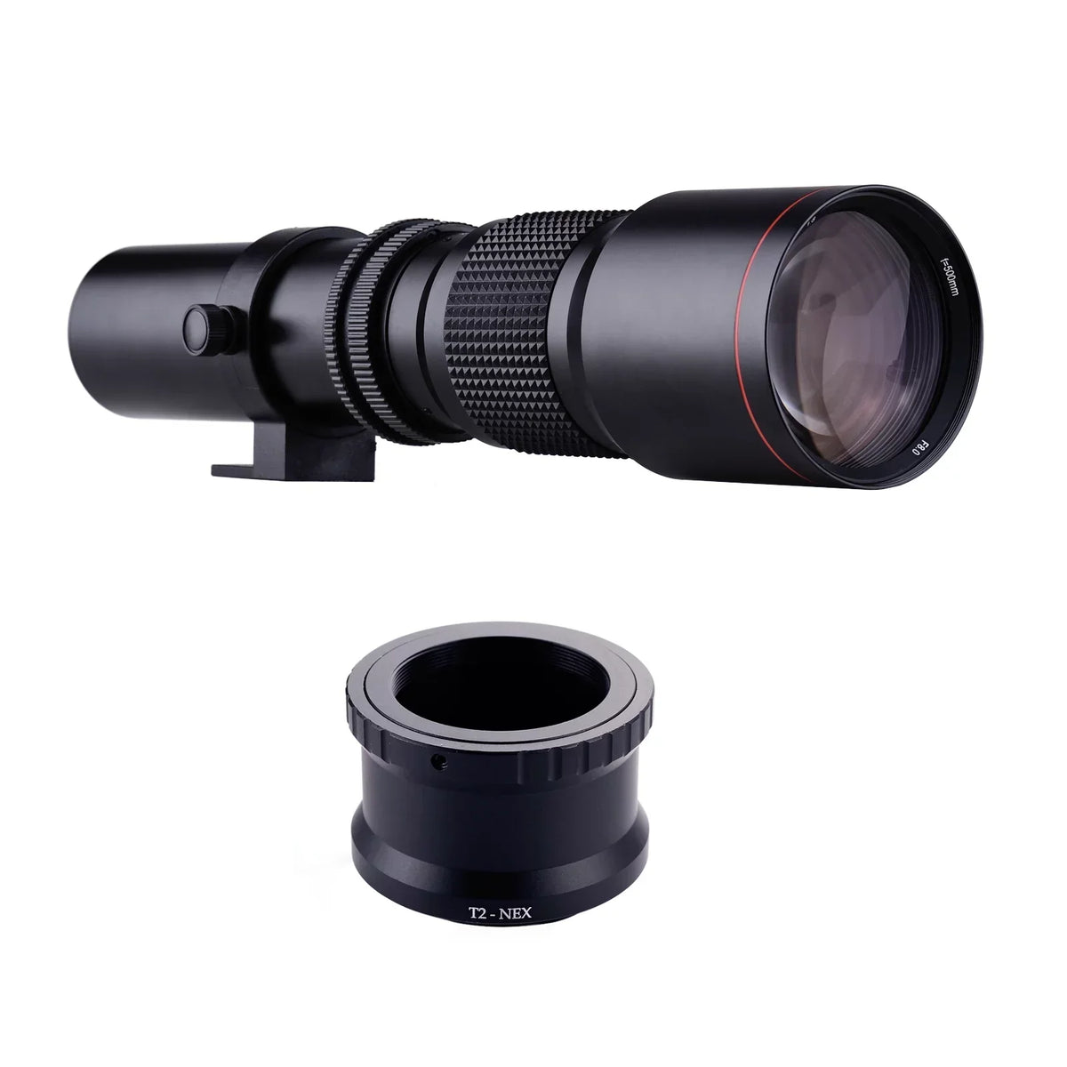 Aibecy 500mm F/8.0-32 Multi Coated Super Telephoto Lens Manual Zoom + T-Mount to NEX E-Mount Adapter Ring Kit Replacement for Sony A9 A7 A7R A7S A5000 A6000 A6500 NEX-7 NEX-5 NEX-6 Cameras
