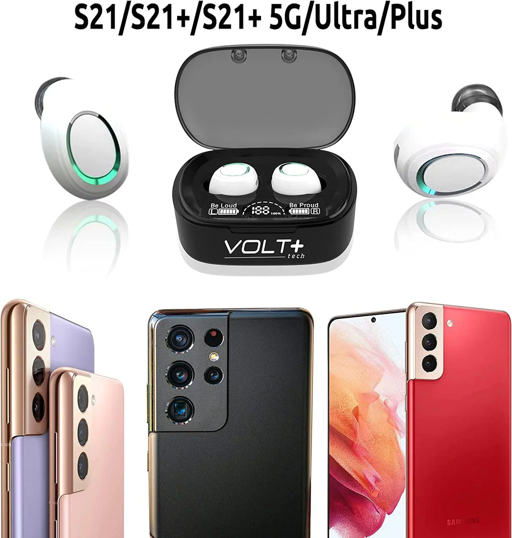 Wireless V5.1 PRO Earbuds Compatible with Samsung Galaxy S21+ 5G/Plus/Ultra IPX3 BlueTooth Touch Waterproof / Sweatproof / Noise Reduction with Mic (White)
