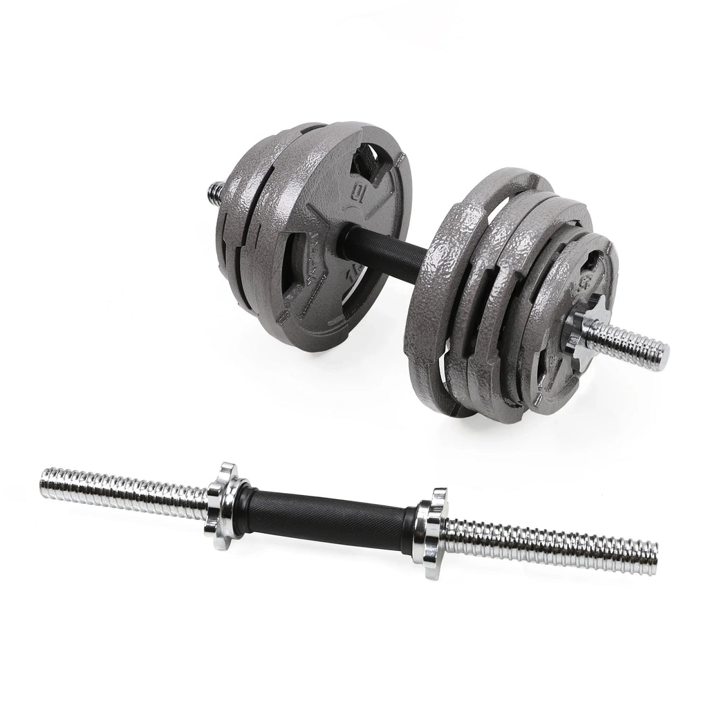 XPRT Fitness 19.5 ” Dumbbell Handles Set - Solid Steel, 1 inch Standard Grip, Spinlock Collars – Standard Weight Plates Handles for Home Gym Workouts, Bodybuilding, Strength Training – Rubber Handles