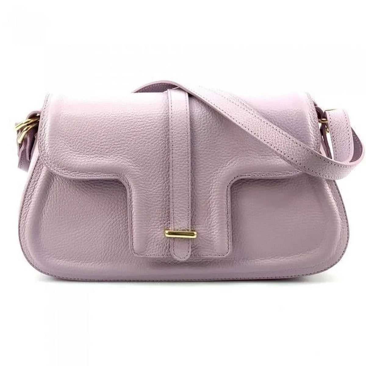 Italian Artisan  Valentino Womens Handcrafted Luxury Shoulder Handbag in Genuine Hammered Effect Leather, Lavender - Small