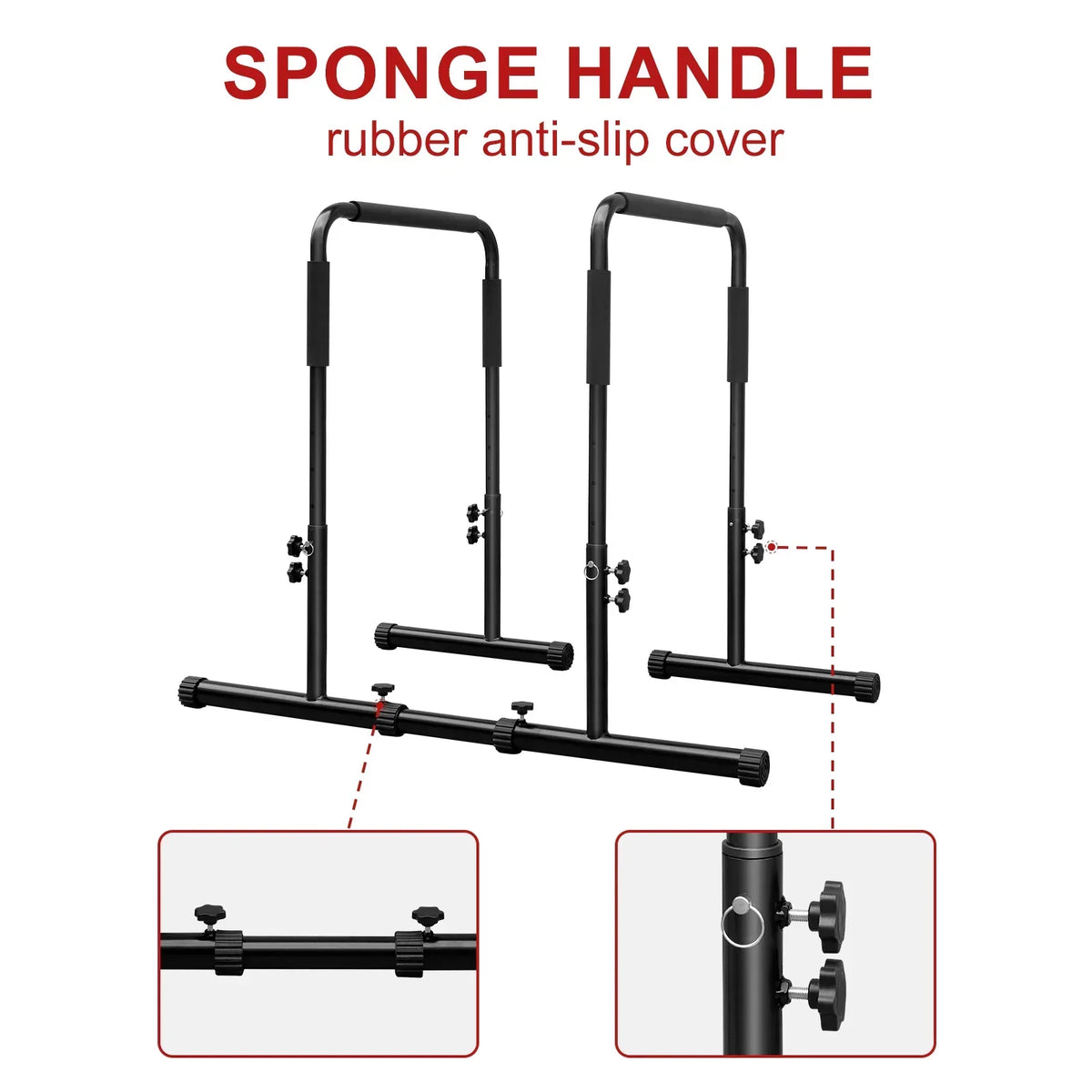 JOLLY JAUNTS Adjustable Dip Bar, Versatile High Strength Push Up Stand with Sponge Wrap, Easy Assembly Dip Station Functional for Rehabilitation Training, Sports Training
