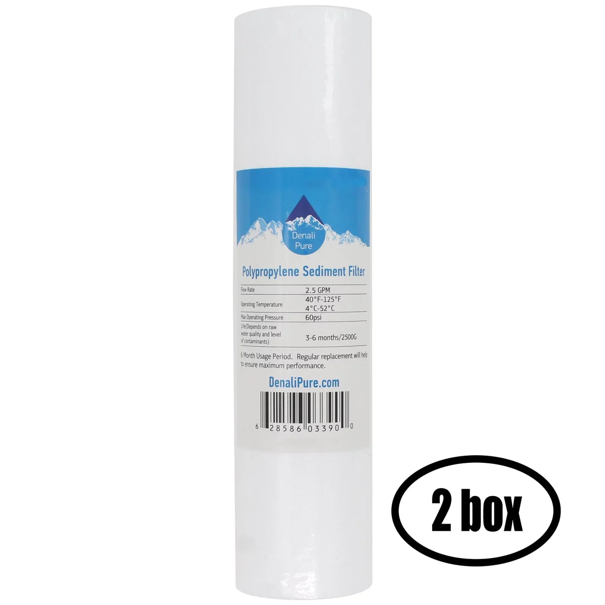 2 Boxes of Replacement for AMI FA-310BB-5CC Polypropylene Sediment Filter - Universal 10-inch 5-Micron Cartridge for AMI 10" 1 Sediment & 2 Carbon Filter System - Denali Pure Brand