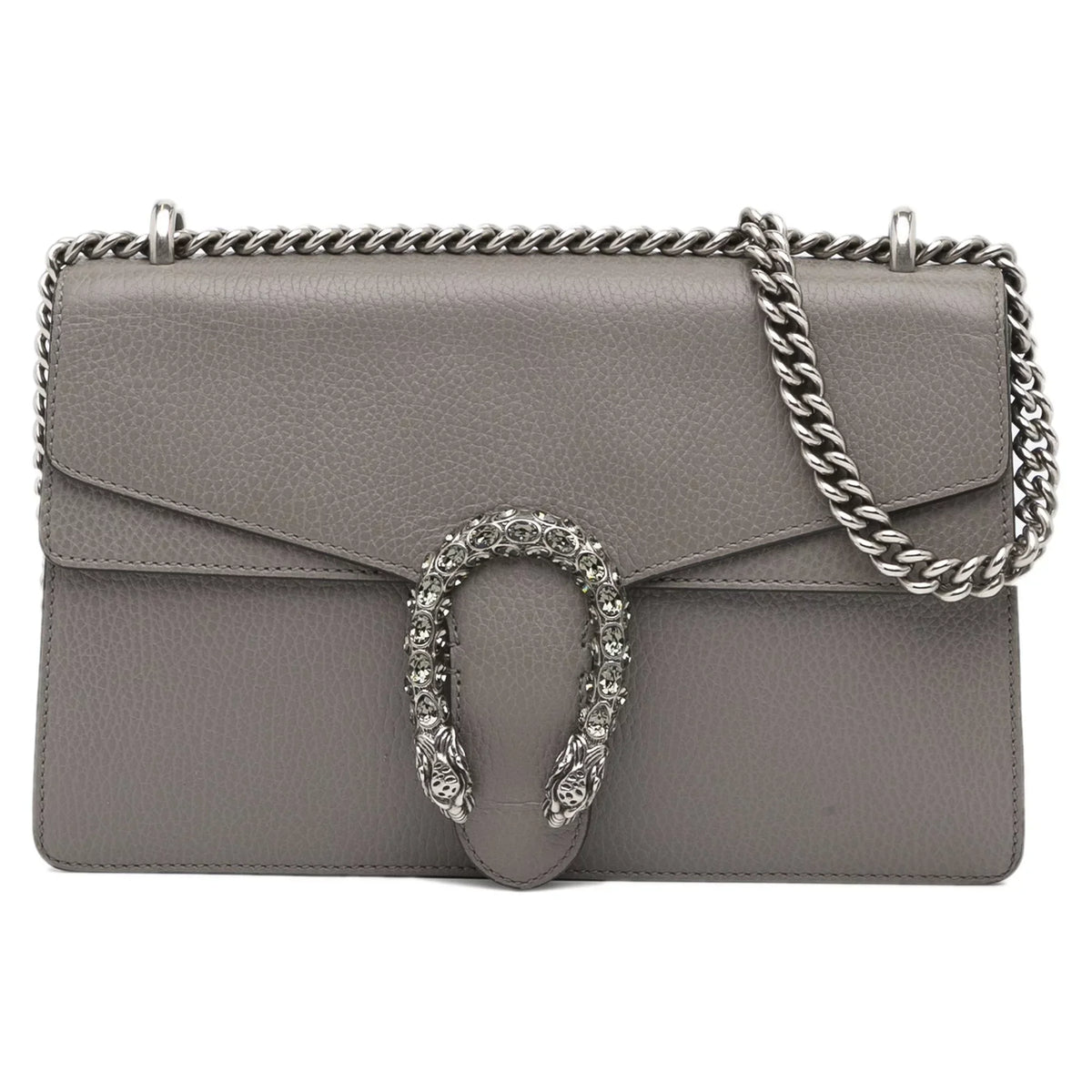 Pre-Owned Authenticated Gucci Small Dionysus Shoulder Bag Calf Leather Gray Unisex (Good)