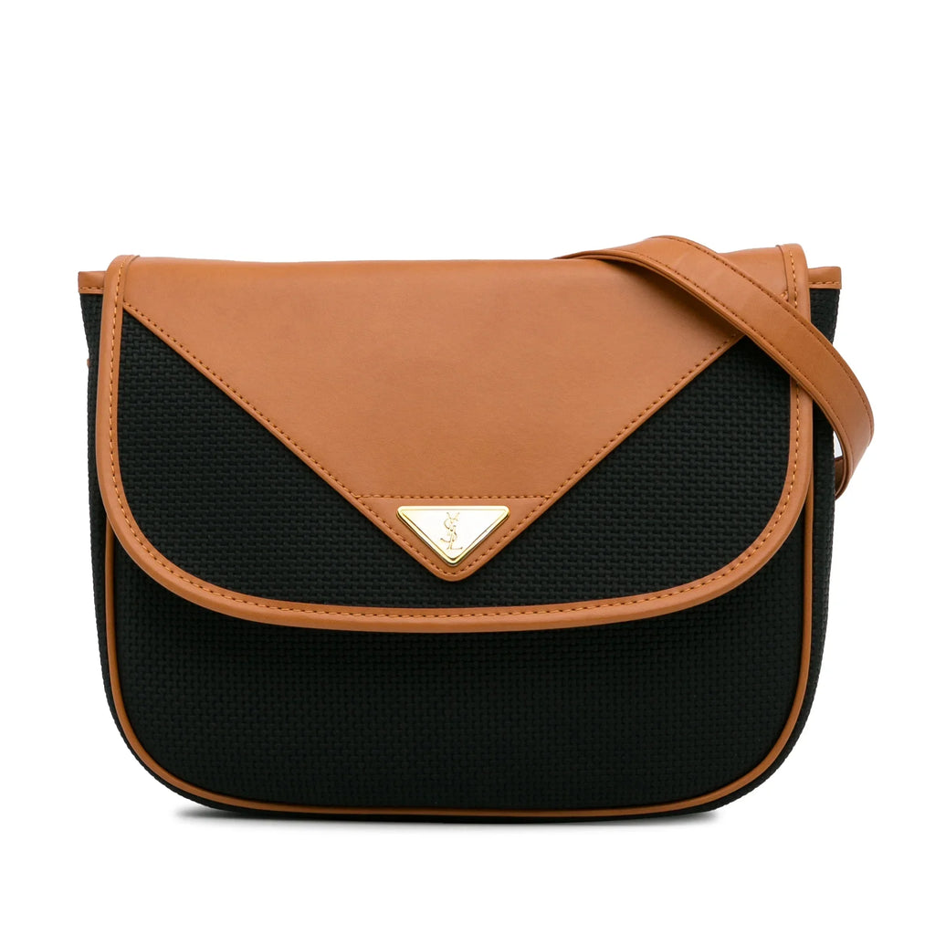 Pre-Owned Authenticated YSL Crossbody Bag Coated Canvas Fabric Black Unisex (Like New)