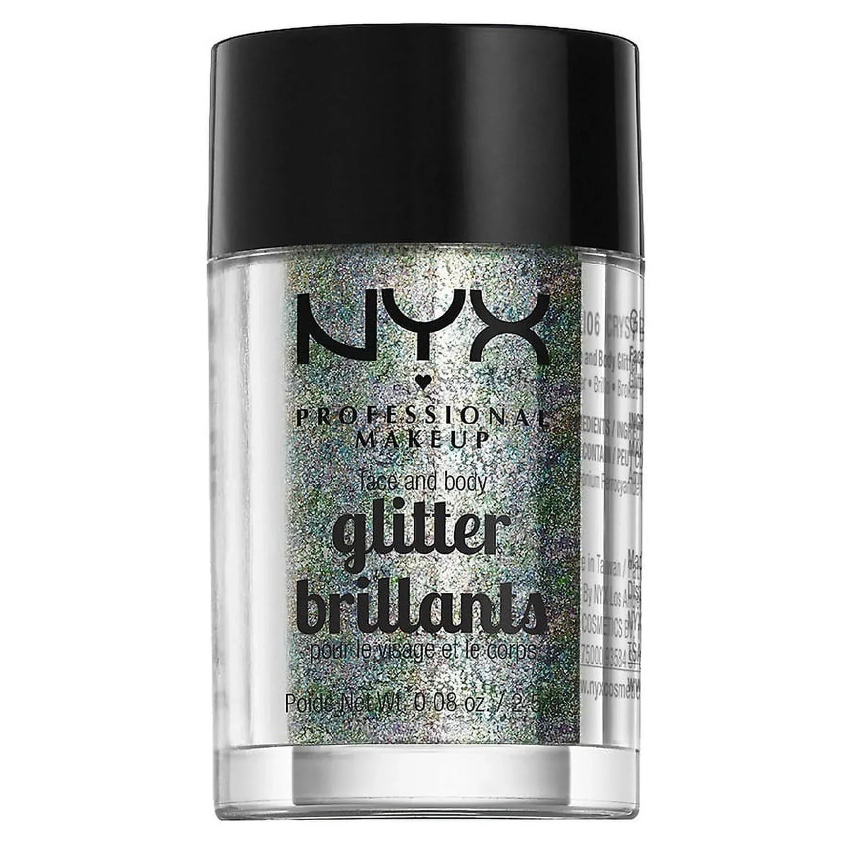 NYX Professional Makeup Face & Body Glitter, Crystal 0.08 oz Pack of 2