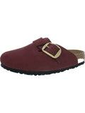 Birkenstock Womens Boston Big Buckle Leather Cork Mule Sandals