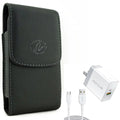 Holster Leather Case Belt Clip w 6ft Long Cable Fast Type-C 36W PD Home Charger for LG Stylo 4 Plus, Harmony 4 - Lively Jitterbug Smart3 - Motorola One Zoom, Moto Z4 Z3 Play Z2 Play